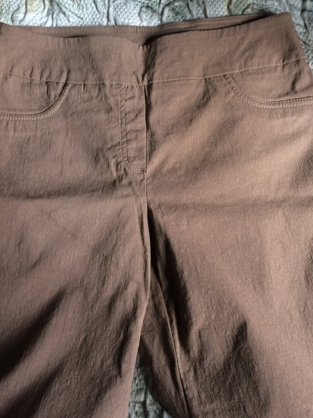 Ruby Rd Women’s Tan Pull On Pants with wide Elastic Waist Band size 12